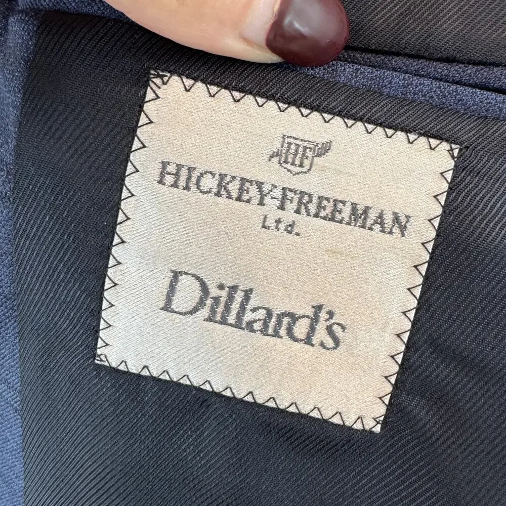 Hickey Freeman Windowpane Worsted Wool Single-Breasted Blazer Sport Size 39R